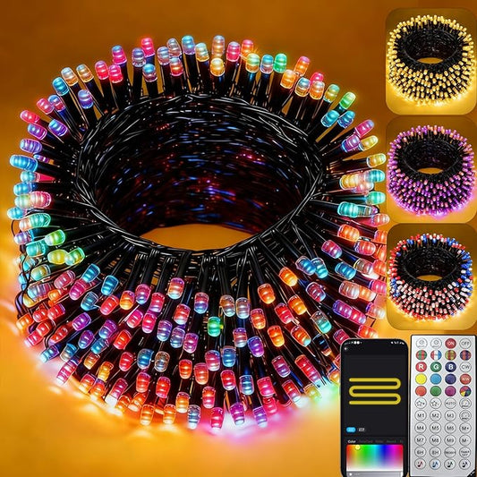 Smart Color Changing Christmas Lights, 66FT 200LEDs RGB-IC String Lights, 80+ Modes, Timer, Remote & App Control, Christmas Decorations for Xmas TreeIndoor Outdoor Holiday