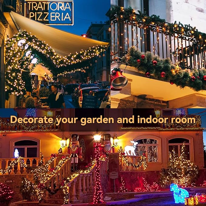 Battery Fairy Light Outdoor 33Ft 100 LED Christmas Lights for Indoor Outdoor Waterproof with Remote Control Timer Battery Operated String Lights for Garden Party Wedding Xmas Trees Décor
