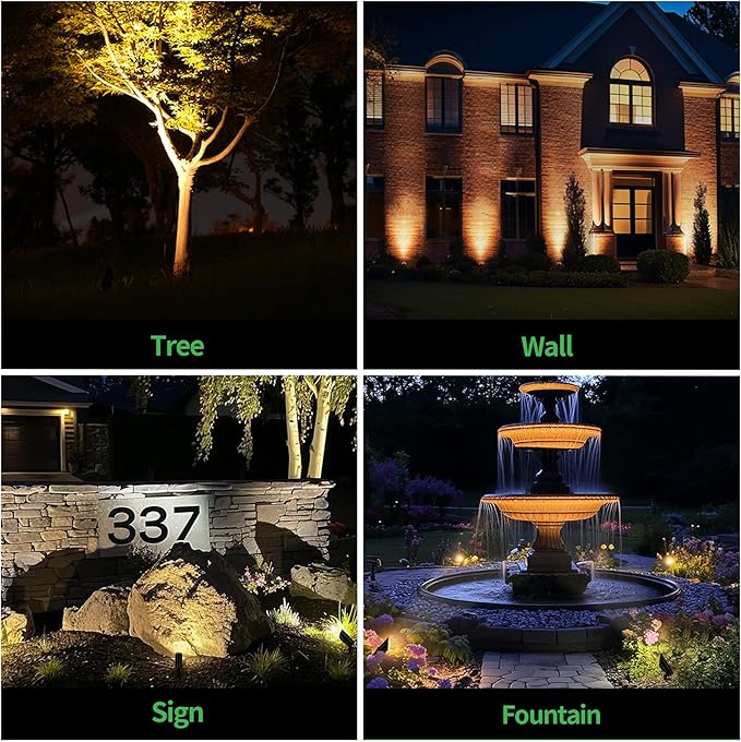 Landscape Spotlight - Soft & Natural White Selectable Setting Up Lights, 12V Outdoor Low Voltage Spot Lights, Stretchable Shroud Wired LED, Waterproof Aluminum Black for Patio Wall 6 Pack