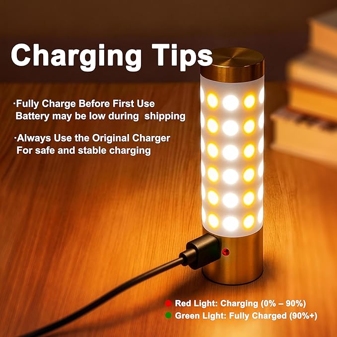 17.5" Cordless LED Table Lamp – Rechargeable & Dimmable with Detachable Magnetic Bulb, Marble Base, Brass Finish, – Affordable Luxury Accent Light for Bedroom, Bar, Restaurant, Urban Decor