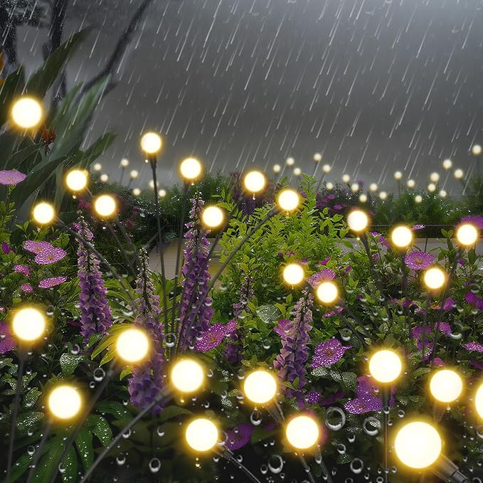 Solar Lights Outdoor-4Pack 32LEDs Solar Garden Firefly Lights Outside,Solar Powered Light Outdoor and Garden Decorative IP65 Waterproof,Yard Patio Pathway Decor,Gardening Gifts for Women,Warm White