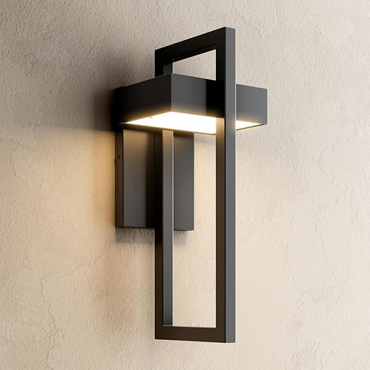 𝗠𝗢𝗗 𝗟𝗜𝗚𝗛𝗧𝗜𝗡𝗚 Terri | Modern Outdoor Wall Lights LED 10W, Exterior Wall Sconce Lights, Stainless Steel Outdoor Light Fixture, Waterproof IP65, 1 Pack (Black | Warm White 3000K | Large 17")