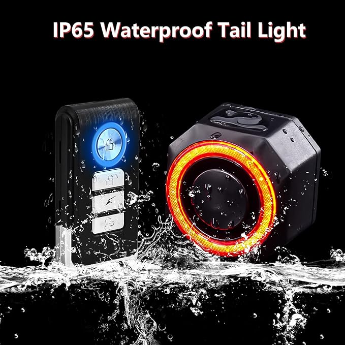 Bike Turn Signals, Bicycle Tail Light with Turn Signals, Bike Tail Light USB Rechargeable with Horn, IP65 Waterproof Anti-Theft Alarm,6 Light Mode Auto On Off, for Bicycle, Ebike, Scooter
