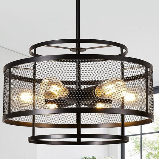 18" Modern Pendant Lights Kitchen Island, 6-Light Matte Black Pendant Light Fixtures, Industrial Farmhouse Hanging Pendant Lights for Kitchen Island Dining Room Living Room Bedroom Foyer Entryway