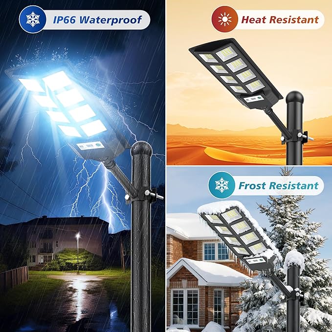 Solar Lights Outdoor, 6000K LED Solar Lights Outdoor Waterproof, Solar Flood Lights Outdoor with Motion Sensor and Remote Control, Solar Street Light Dusk to Dawn 2-Pack
