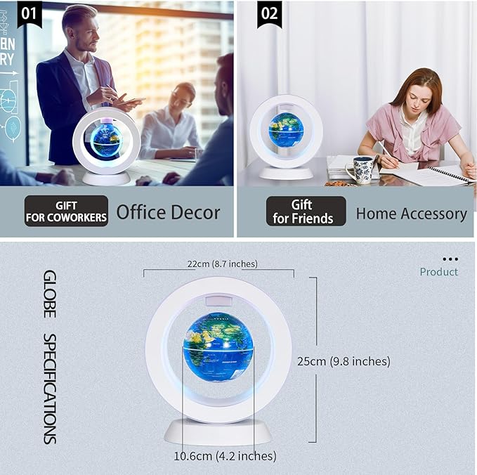Magnetic Levitation Bluetooth Speaker Constellation Lamp Spinning Floating World Globe For Kids Learning Or Men Boss Office Desk Accessories Decor,Cool Tech Gadgets Unique Desk Toy Gift For Teens