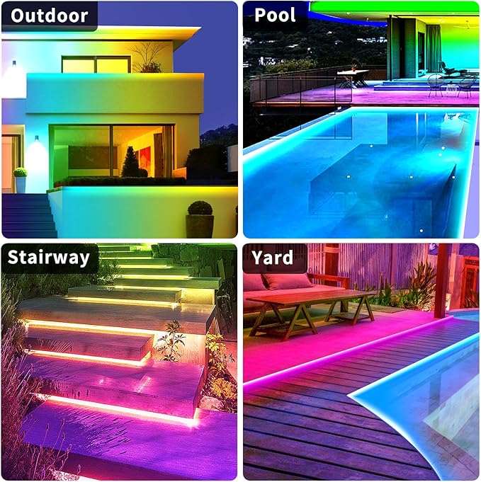 500ft Outdoor LED Strip Lights Waterproof,IP68 Waterproof Led Rope Lights with Remote and App Controlled，Music Sync RGB Outdoor Led Strip Lights for Bedroom,Roof,Courtyards（2 Rolls of 250ft）