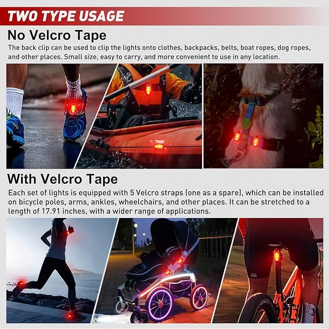Nilight LED Safety Light 4PCS Red Marine Navigation Bike Tail Lights Three Modes Waterproof Reflective Gear Clip On Flash Strobe Indicator Lamp for Night Boating Fishing Cycling Jogging