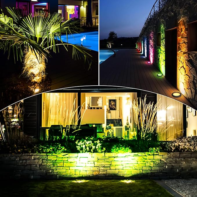 Low Voltage Landscape Lighting - 6w Landscape Lights with Color Changing, 12V-24V Waterproof Outdoor In-Ground Lights for Yard Garden (RGB, 12pck)