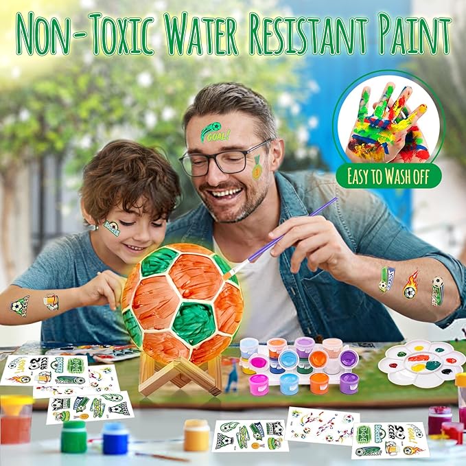 Paint Your Own Soccer Ball Lamp Kit, Soccer Gifts 3D Night Light, Art Supplies Creativity Arts and Crafts for Kids Ages 8-12, Birthday Easter Gifts for Kids Boys Girls Ages 3 4 5 6 7 8 9 10 11 12+