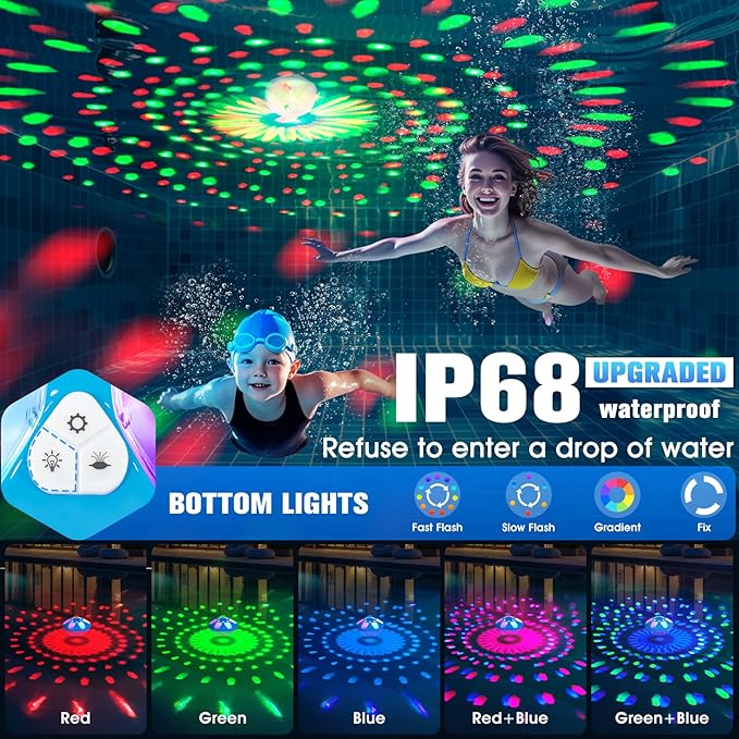 2026 Upgraded Pool Fountain,9000mah Rechargeable Floating Pool Fountain with Light Show,Above Ground Pool Water Fountain Pump with Anchor,Large Floting Fountain for Inground Pool-1PC（Light Blue