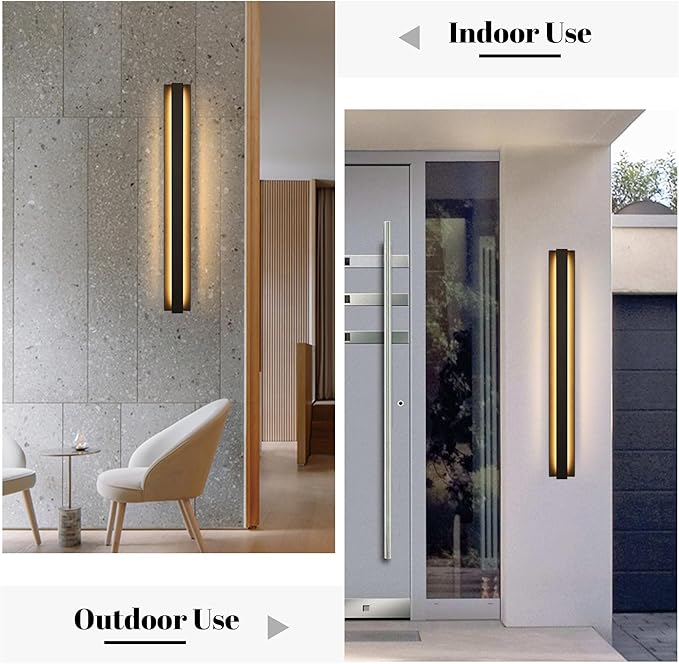 LamQee 39.4 Inch Long Outdoor Wall Lights Modern Exterior Lighting Fixtures, 3000K 30W LED Linear Outdoor Wall Sconce, Contemporary Matte Black Outside Wall Mount Lights for House Garage Porch Patio