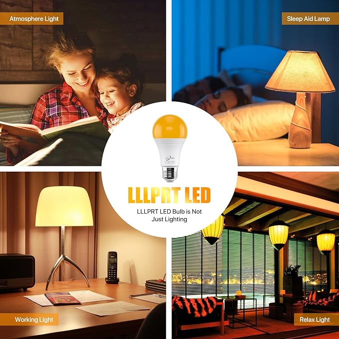 7W LED Amber Light Bulbs, 1600K Warm White 420LM Night Light, Blue Light Blocking, Energy Saving, 45W Replacement, Sleep Aid E26 Base Light Bulb for Bedroom, Baby Nursery Room, Non-Dimmable