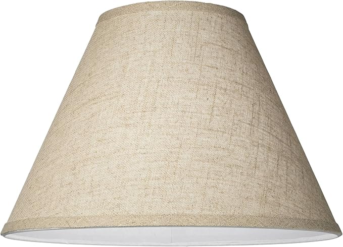 Fine Burlap Large Empire Lamp Shade 6.5" Top x 15" Bottom x 10" High x 10.75" Slant (Spider) Replacement with Harp and Finial - Springcrest