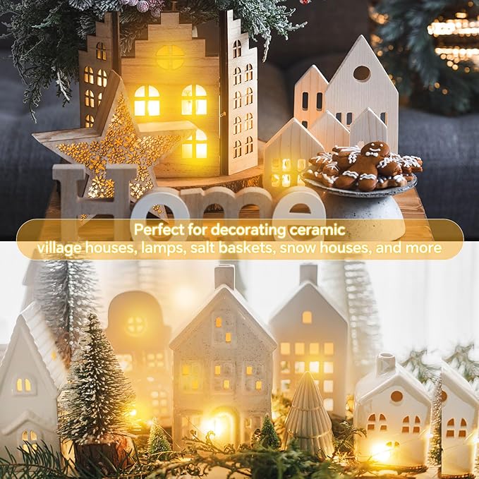 Leelosp 1 Pack Accessory Cord with 20 LED Light Bulbs 36.1 FT Lamp White Cord C7 Bulb String Lights Adjustable Brightness End-to-End Connectable Switch for Christmas Village