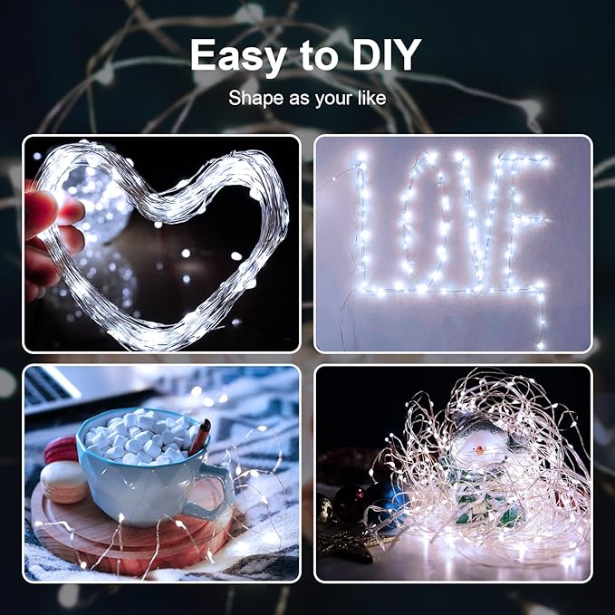 ZGWJ Fairy Lights Battery Operated, 8 Pack White Mini String Lights 20 LED 7FT Waterproof for Bedroom Decor, Easter, Halloween, Christmas, Party Indoor and Outdoor Decoration