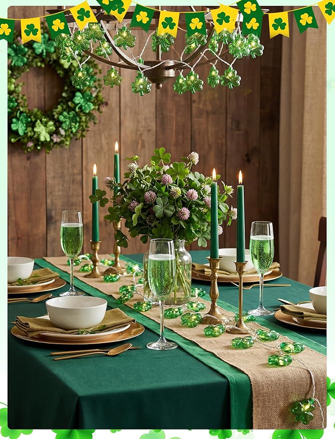 LED Shamrock String Light, 8.5Ft Clover String Light with 10 3D Green Clover Lights,Outdoor Irish Shamrock St Patrick's Day String Lights for Indoor Outdoor St. Patrick's Day Party Irish Holiday Decor