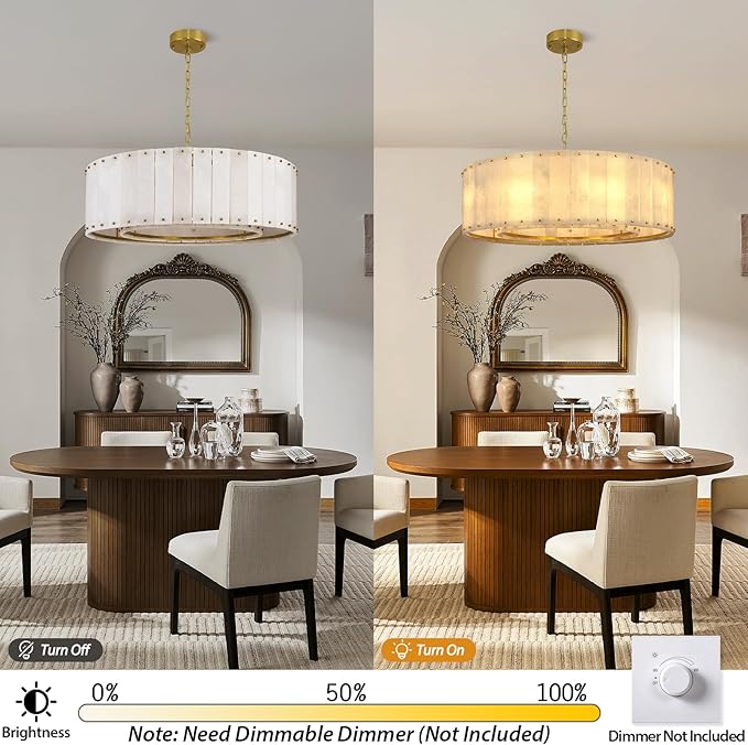 Alabaster Chandelier D32in Spanish Natural Marble Round Alabaster Chandeliers Adjustable,Modern Brass Living Room Chandelier,Gold Chandeliers for Dining Room,Bedroom,Bathroom,Foyer,E12 Bulbs Included
