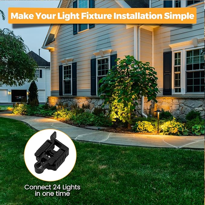 Gardencoin Low Voltage Wire Connector for Landscape Lighting, Waterproof Quick Connectors Compatible with 10/12/14/16/18 Gauge Cables for Pathway Light, Spotlight, In-ground Light, UL Listed(24 Pack)