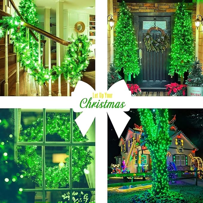 JMEXSUSS Green Christmas Lights Indoor Plug in,150 LED Connectable String Lights Outdoor, 59ft 8 Modes Green Christmas String Light for Bedroom Room Home Party Christmas Tree Decor