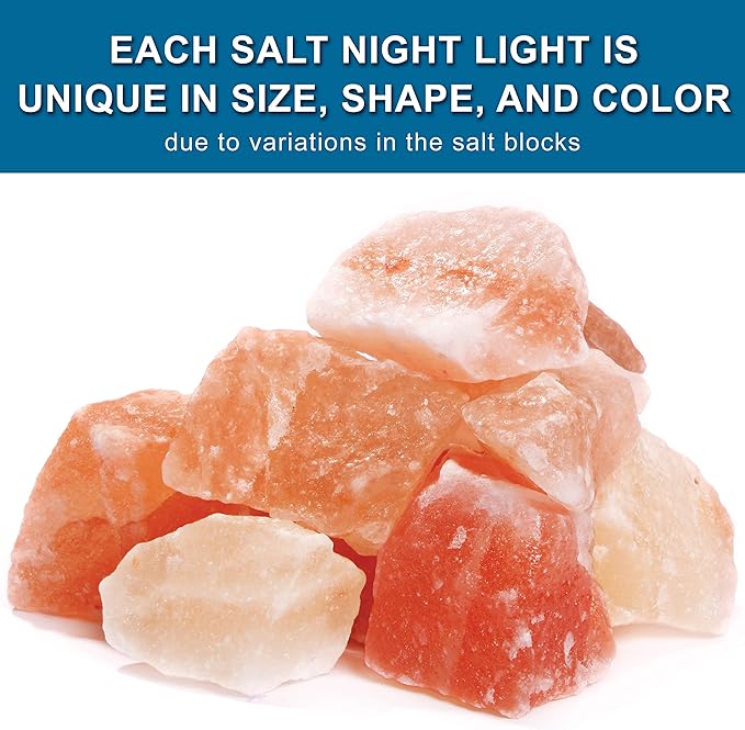 Himalayan Rock Salt Lamp Night Light Natural Hand Carved Pure Authentic Pink Salt Crystals from Pakistan use in Bedroom Family Room Hallway Office by My Perfect Nights