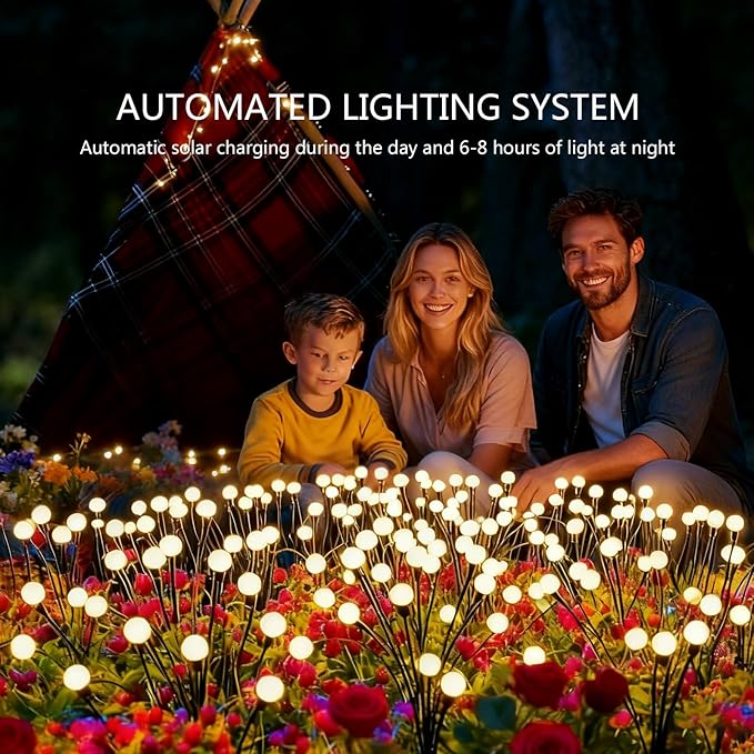 Solar Garden Lights(2-Pack,16 LED),Solar Light Outdoor Waterproof,Solar Swaying Lights,Firefly for Patio Pathway Decoration in Courtyard,Big Bulb,Unique Gifts for Women, Gifts for Grandma
