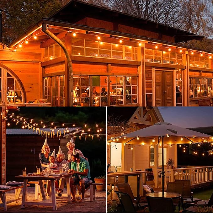Outdoor LED String Lights, 50Ft with 52 Frosted White LED Globe Bulbs, Waterproof for Indoor/Outdoor Use, Perfect for Garden, Bistro, Pergola, Tents & Decorations, White
