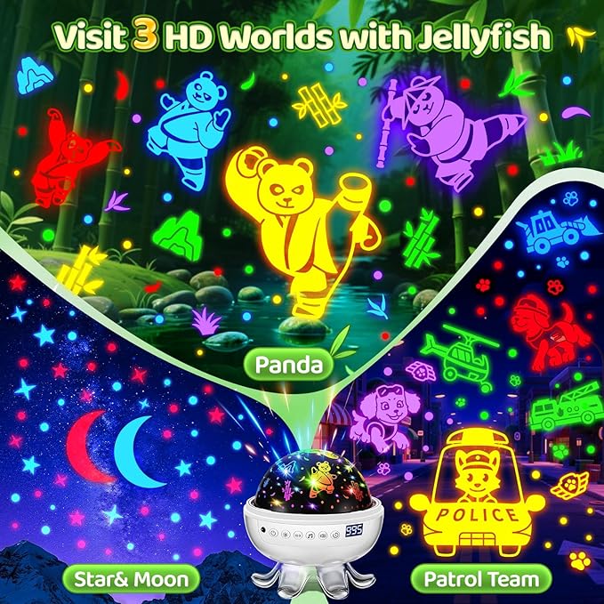 Best Toys for Kids Toys, 【3 Films+ 30 Sounds】Panda Night Light, 【93 Effects+ Remote】 Lullaby Sound Machine Baby Sound Machine, [3 Brightness+ Timer] Christmas Gifts for Kids Gifts, Panda Lamp