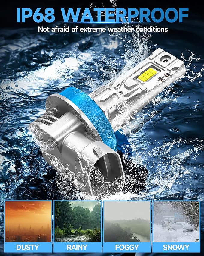 H11 Fog Light Bulbs or DRL, 700% Brighter Fanless H11 H8 H16 Fog Lamp Replacement, 6000K Cool Wihte, Real 1:1 Mini Size Design, Plug and Play, Pack of 2