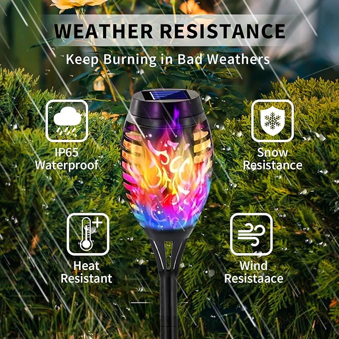 Swingers Solar Lights Outdoor,Halloween Solar Torch Lights with Flickering Flame,Waterproof Outdoor Garden Lights for Outside Patio Pathway Yard Decorations(8, Multicolor)