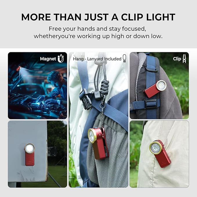 Wurkkos HD03 EDC Flashlight Rechargeable Clip-on Light, 680Lumens Mini Pocket Flashlight with RGB, Magnetic Small Flat Flashlight for Camping, Repairing, Signaling, Cycling (Red)