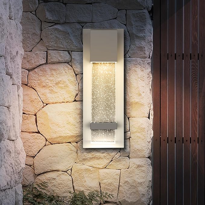 ASD LED 13 Inch Bubble Glass Wall Light Fixture, Exterior Flush Mount Sconce | 3CCT, Waterproof, Dimmable, ETL Listed | 12W 500LM 3000-5000K 120V | Outdoor-Indoor Lighting | White