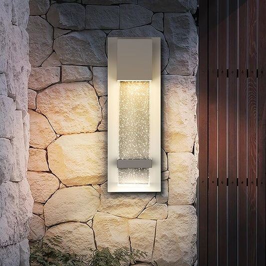 ASD LED 13 Inch Bubble Glass Wall Light Fixture, Exterior Flush Mount Sconce | 3CCT, Waterproof, Dimmable, ETL Listed | 12W 500LM 3000-5000K 120V | Outdoor-Indoor Lighting | White