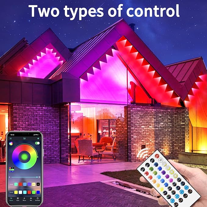 500FT Permanent Outdoor Lights House Outside Permanent Christmas Lights, App/Remote Control IP67 Waterproof Permanent led Lighting for house roof decor ，Christmas, Daily & Holiday Party Decor