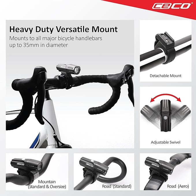 CECO USA 1200 Lumen USB Rechargeable Bike Light – Tough & Durable IP67 Waterproof & FL-1 Impact Resistant – Super Bright Model F1200 Bicycle Headlight – for Commuters, Road Cyclists & Mountain Bikers