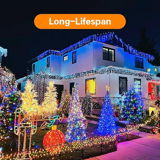 C9 LED Christmas Lights Outdoor 25FT Multicolor Christmas String Lights, Colorful Vintage Hanging Lights for Roofline Xmas Tree Patio Holiday Party Wedding Decoration