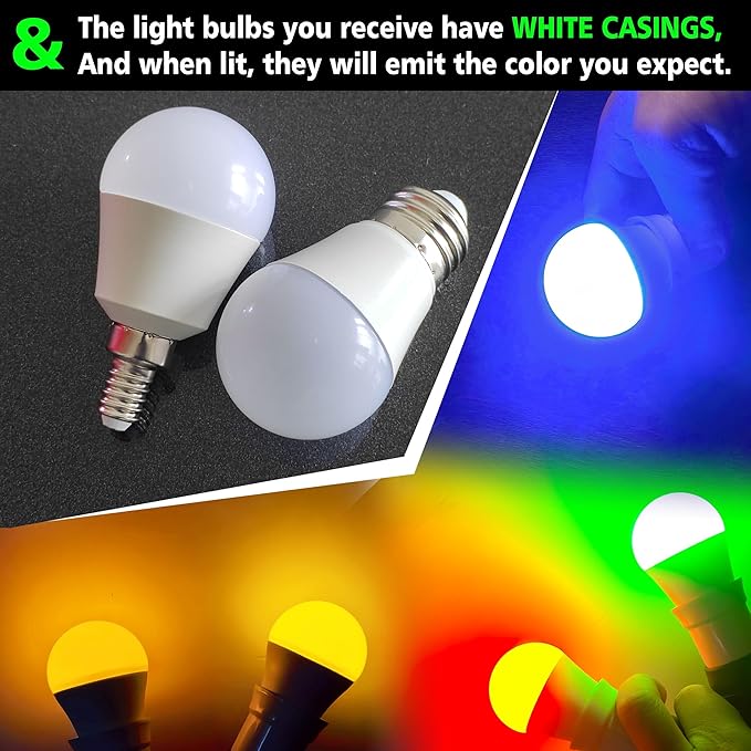 E12 Small Candelabra Base Amber Sleep Light Bulbs, 1800K Blue Light Blocking, G45 Warm Night Light Bulbs 25W-40W Equivalent, 3W 300LM E12 Amber Bulb for Healthy Sleep, Bedroom, Non-Dimmable, 2 pack