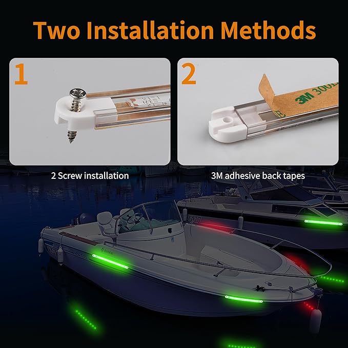 Boat Navigation Lights, Boat Red and Green Bow Lights Navigation Lighting for Boats Led Deck Lighting for Night Fishing, Yacht, Kayak, BassBoat, PontoonBoat
