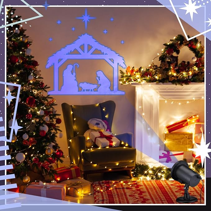 Christmas Nativity Scene Outdoor Projector Christian Themed Holy Night Scene Vivid Holiday Projector Decorations for Garage Yard Garden Porch Door Wall Decor Party Gifts