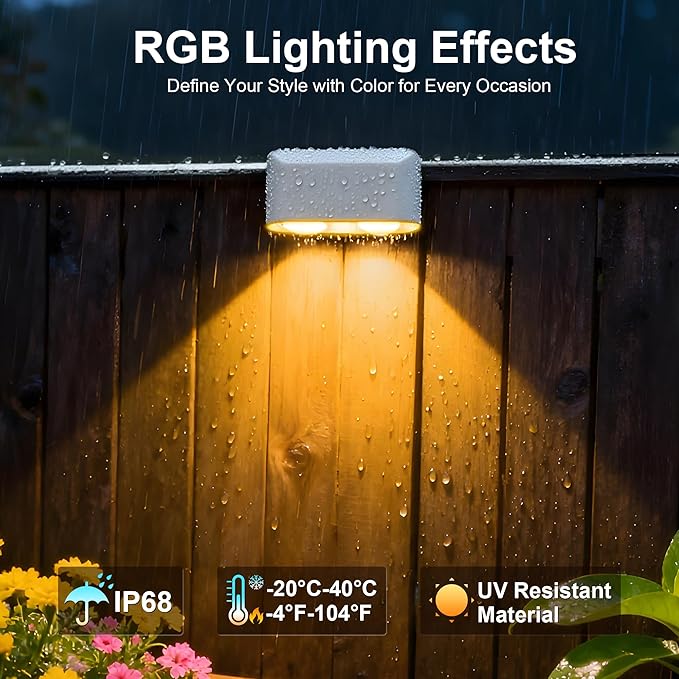 Outdoor Deck Lights, 16 Lights Smart Fence Lights Compatible with Alexa & Google Home, IP65 LED Patio Deck Lighting with Remote, Fence Lighting Music Sync for Patio Yard Garden(104.8ft)