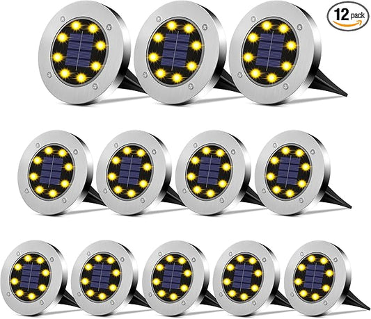 Solar Lights Outdoor Waterproof 12Pack, Solar Garden Lights Pathway Light Bright In-Ground Light Landscape Lighting Outdoor Garden Decor for Yard, Patio, Driveway, Walkway Warm Light