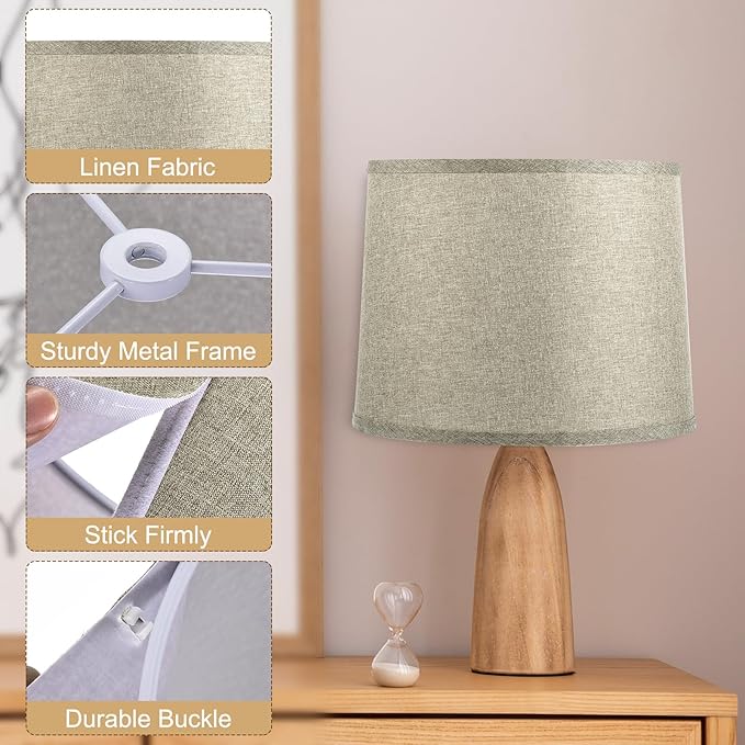 PATIKIL Lamp shades for Table Lamps Set of 2, 11.4" Top x 12.6" Bottom x 9.8" High Drum Lamp shades for Floor Lamps Medium Linen Lampshade Easy Assembly for Lamp Replacement, Light Brown