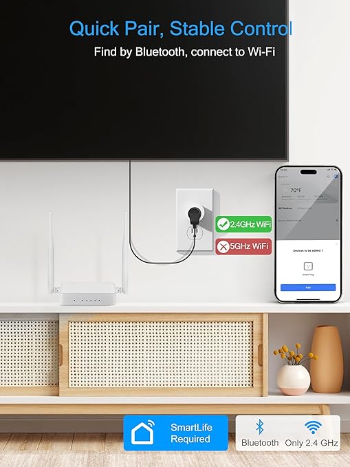 EIGHTREE Smart Plug 2025 Upgrade to 15A, Bluetooth & Wi-Fi Outlet Plug Dual Connection, Voice Control, Remote Control Outlet Timer Indoor, Smart Plugs That Work with Alexa & Google, 2.4GHz Wi-Fi Only