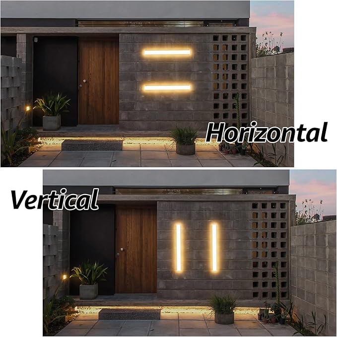 2 Pack 24inch Long Outdoor White Wall Lights 20W 3000K Modern Porch Lights Acrylic Waterproof IP65 Exterior Wall Light Fixtures for House Patio Porch Courtyard (White)