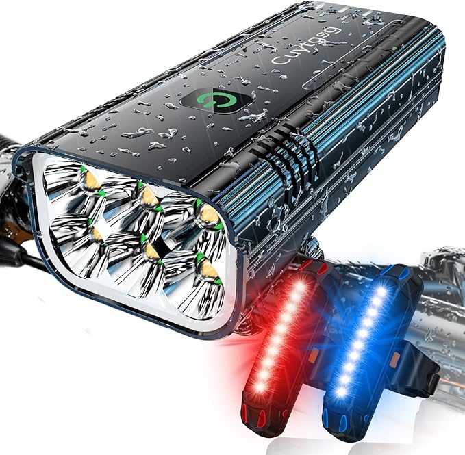 2026 Lumen Bike Lights,Super Bright 6 LED Rechargeable Bicycle Light,10 Mode Headlight Taillight,360°Rotatable Brackt,Aluminum Waterproof Light,Runtime 48+ hrs,Shockproof for Road,Mountain