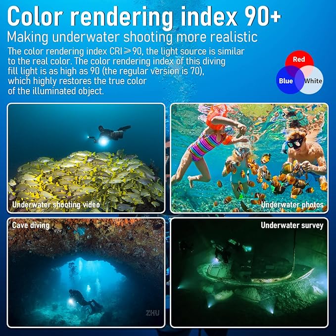 Diving Flashlight, L12 8000Lumens Dive Light,100m Underwater Video Light, Scuba Dive Lights, Underwater Flashlight with Type-C Charging for Professional Under Water Sports