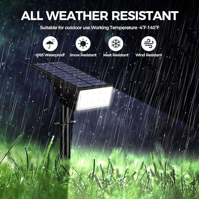 Solar Spot Lights Outdoor, Solar Lights Outdoor Waterproof IP65, 4 Brightness Modes Dusk to Dawn Landscape Spotlights for Yard Garden Pathway Porch Tree House Decoration, Cool White, 6 Pack