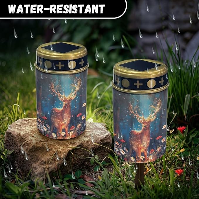 Christmas Prayer Cemetery Solar Lights for Grave Cemetery Deer Candle Lamp Solar Powered Landscape Lights Christmas Decorations