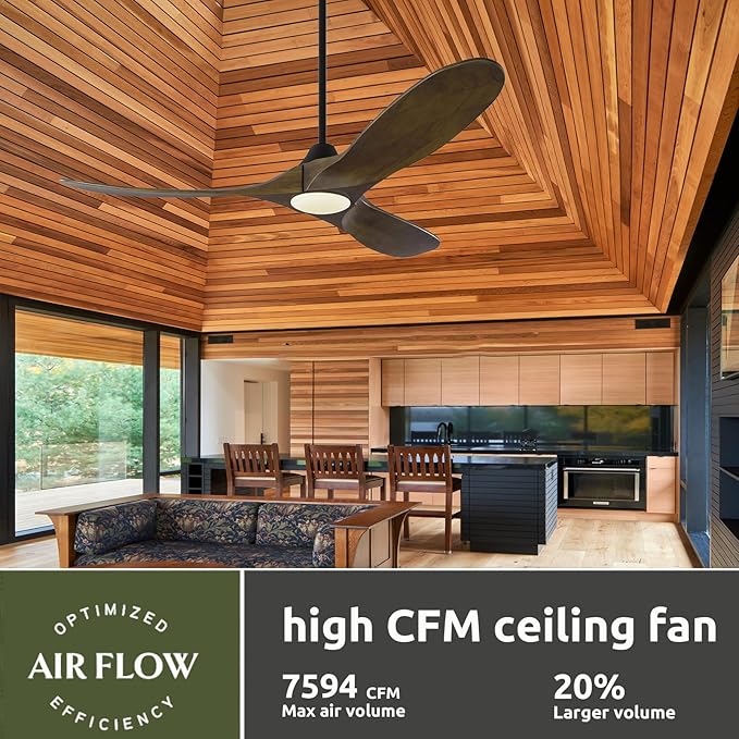 70 Inch Outdoor Smart Ceiling Fans with Lights, Rustic Farmhouse Ceiling Fan Large Airflow 3 Blade Wood Propeller, Damp Rated, Voice/App/Remote Control, Quiet DC Ceiling Fan for Patios Porch Garage