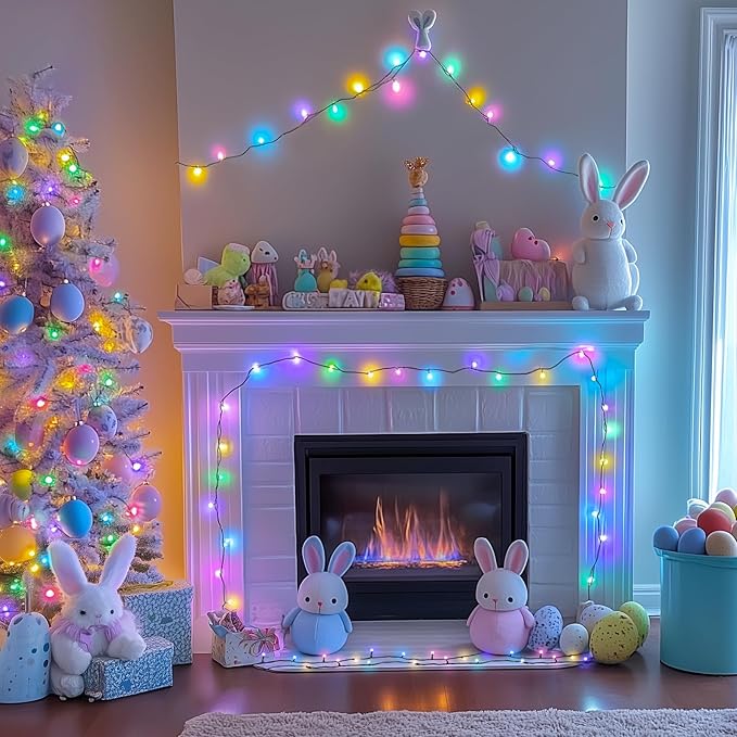 JMEXSUSS 500 LED Easter Lights Outdoor Indoor, 173ft Multicolor Easter String Lights, 8 Modes Pastel Light Plug in for Room Party Decorations